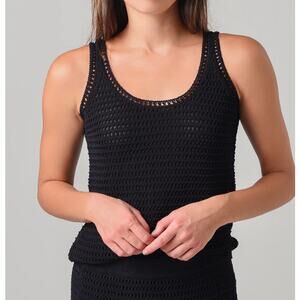 Vince Crochet Tank Top blouse in black
